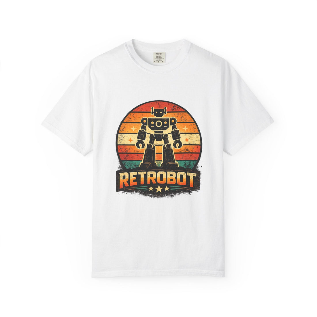 AI fashion trends 2026 — Retrobot vintage robot sunset graphic t-shirt by LM Apparel