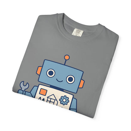 Cute Robot Engineer blueprint graphic tee by LM Apparel, product photo