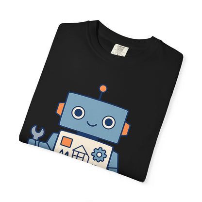 Cute Robot Engineer blueprint graphic tee by LM Apparel, product photo