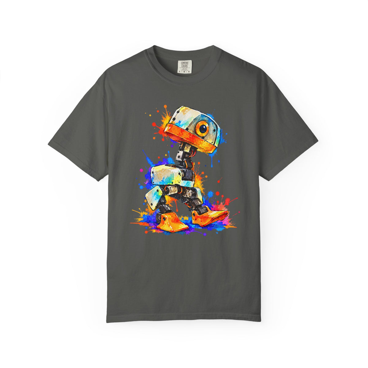 Microduck Robot Splash Art T-Shirt – colorful robot graphic tee, view 3