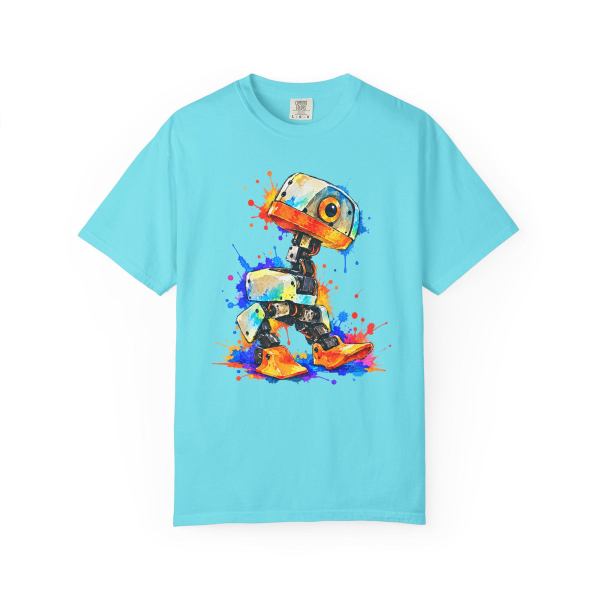 Microduck Robot Splash Art T-Shirt – colorful robot graphic tee, view 5
