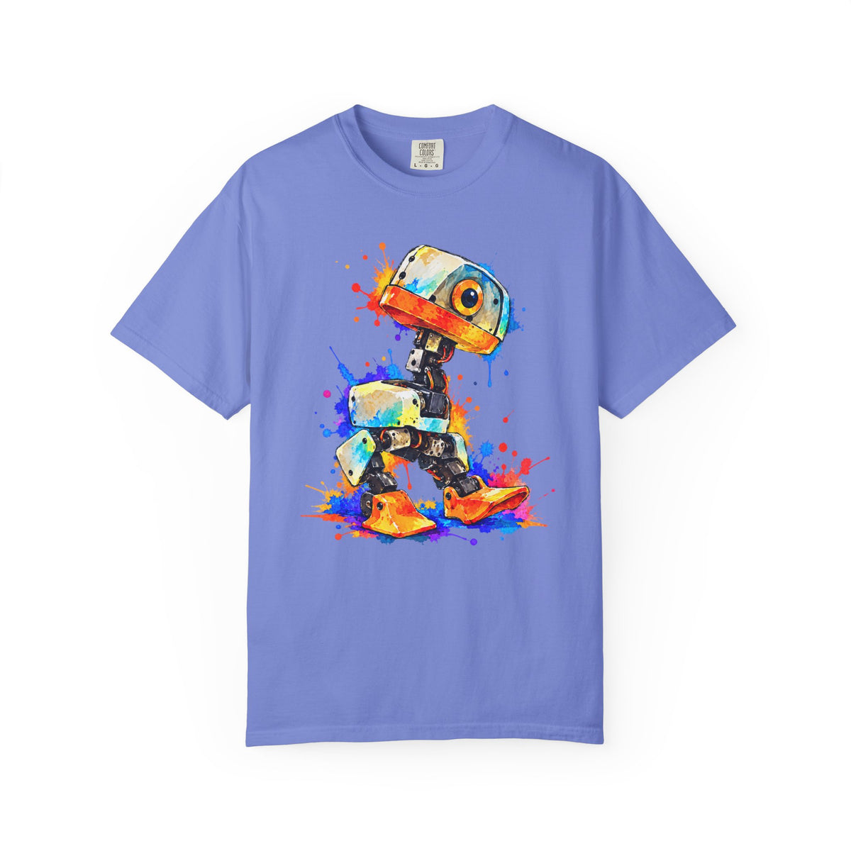 Microduck Robot Splash Art T-Shirt – colorful robot graphic tee, view 6