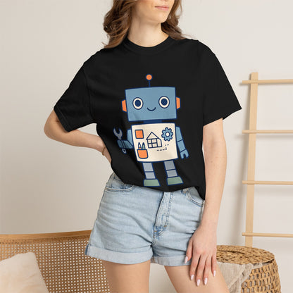 Cute Robot Engineer blueprint graphic tee by LM Apparel, product photo