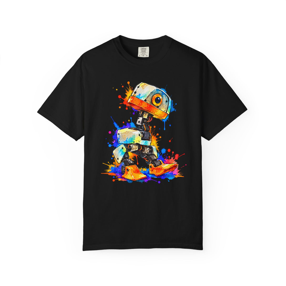 Microduck Robot Splash Art T-Shirt – colorful robot graphic tee, view 8
