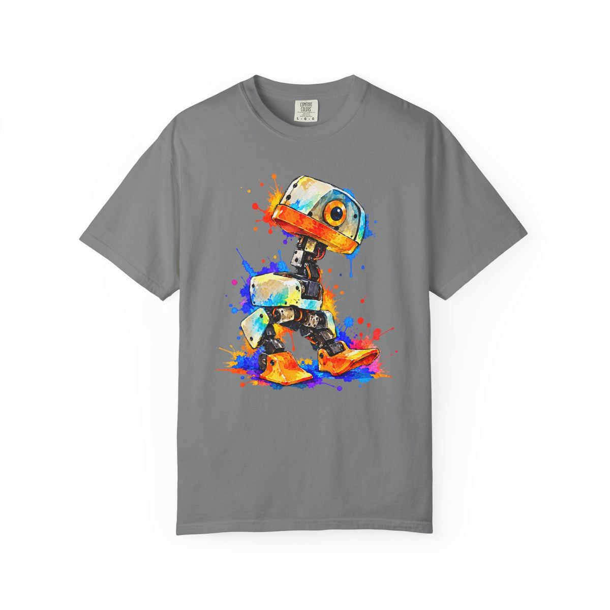 Microduck Robot Splash Art T-Shirt – colorful robot graphic tee, view 4