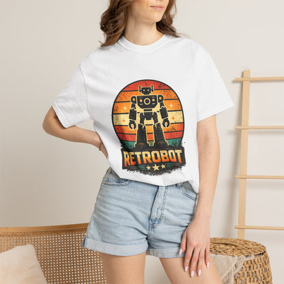 Retrobot vintage robot sunset graphic tee by LM Apparel, product photo