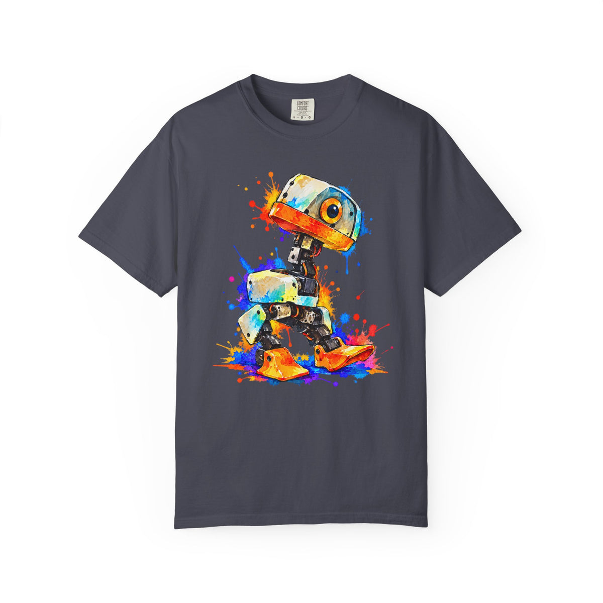 Microduck Robot Splash Art T-Shirt – colorful robot graphic tee, view 9