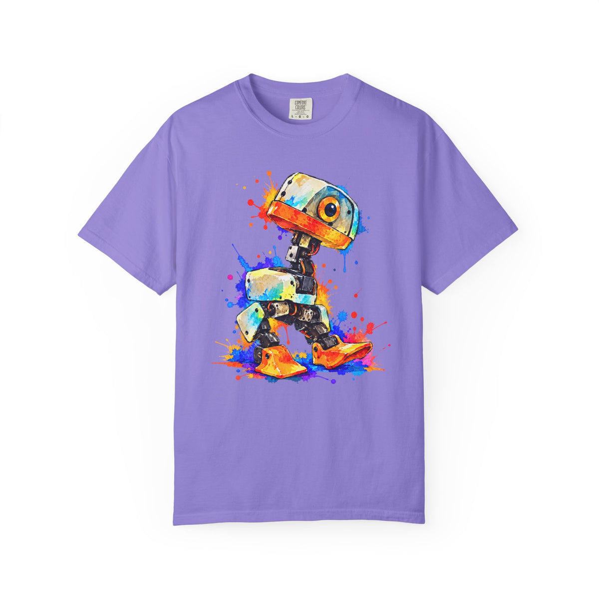 Microduck Robot Splash Art T-Shirt – colorful robot graphic tee, view 10
