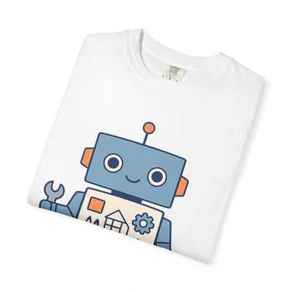Cute Robot Engineer blueprint graphic tee by LM Apparel, product photo