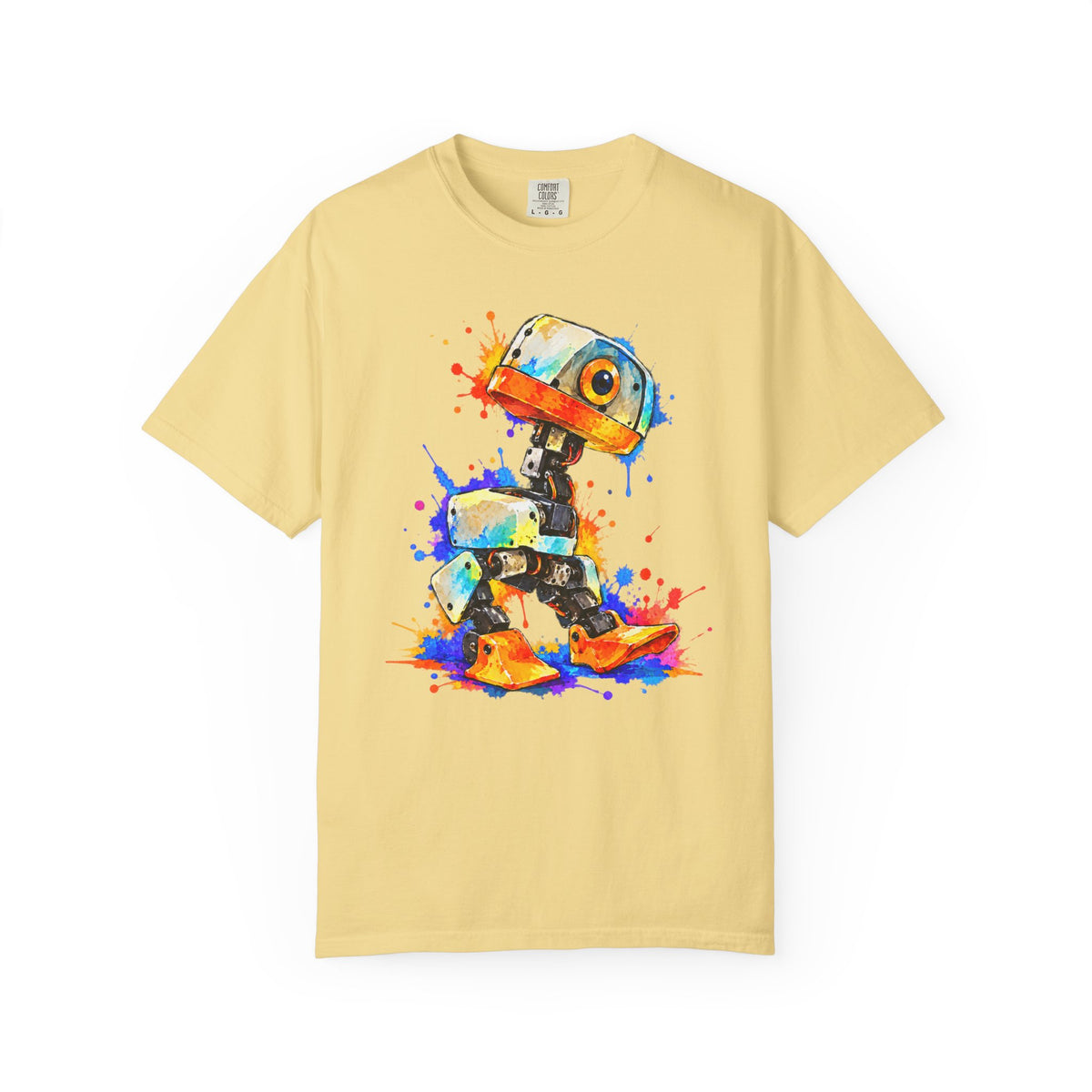 Microduck Robot Splash Art T-Shirt – colorful robot graphic tee, view 2