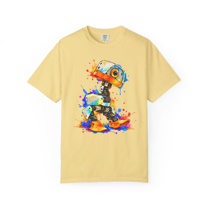 Microduck Robot Splash Art T-Shirt – colorful robot graphic tee, view 2
