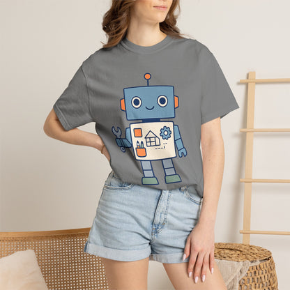 Cute Robot Engineer blueprint graphic tee by LM Apparel, product photo